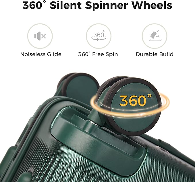 20 Inch Carry On Luggage, Hardside Lightweight Spinner Suitcase with TSA Lock, 22x14x9 Airline Approved Hard Shell Travel Suitcase with Wheels, Scratch Resistant (Dark Green, 20 Inch)