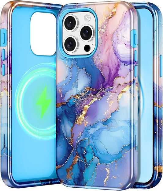 Btscase for iPhone 15 Pro Max Case [Compatible with Magsafe] [Military-Grade Drop Protection] Slim Anti-Scratch Smooth Touch TPU Bumper Shockproof Magnetic Phone Case for Women Girls Men, Blue