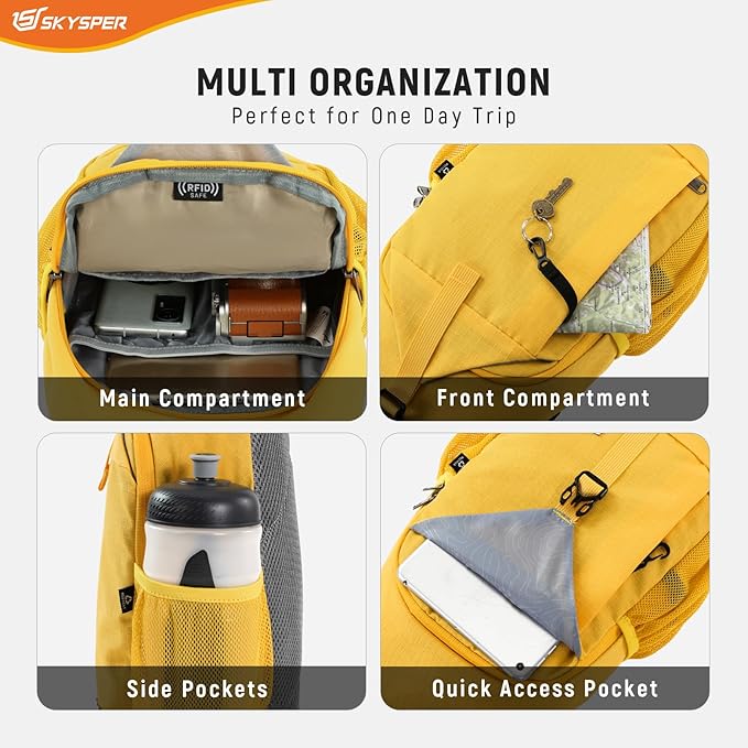 SKYSPER Sling Bag RFID Cross Body Bag Recycled Crossbody Backpack Travel Daypack