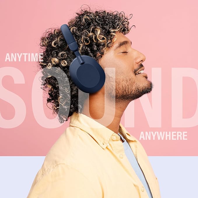 Gabba Goods Wireless Bluetooth Over-Ear Headphones – Deep Bass, 40mm Drivers, Built-in Mic, FM Radio, SD Card Playback, USB-C Fast Charging, 6H Playtime, Lightweight Comfort (Blue)