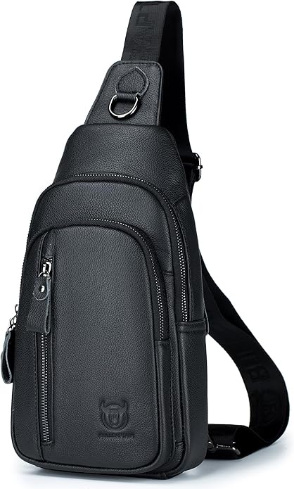 LUKZIJAES Genuine Leather Sling Bag for Men