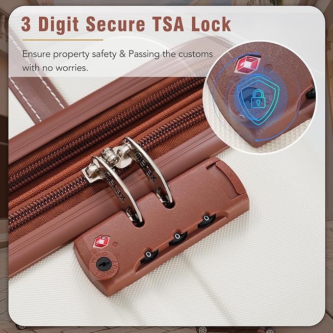 Merax Luggage Set 2 Piece Suitcase Set with Cosmetic Case Expandable Spinner Wheels Vintage Luggage Sets (White,20"+24")