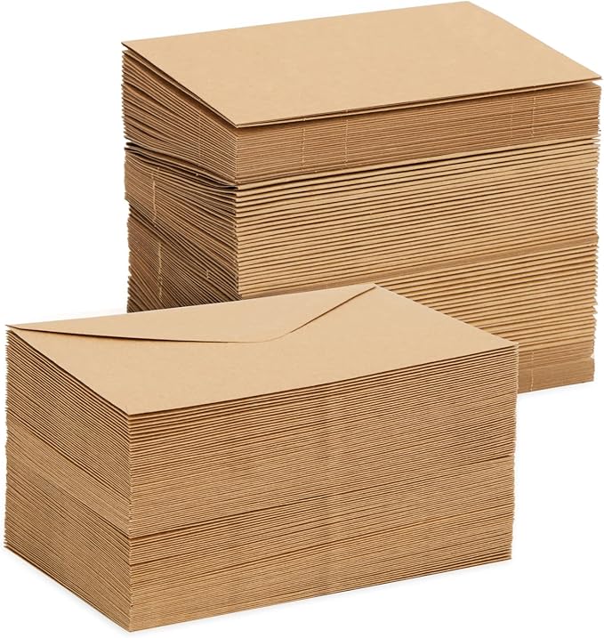 Blank Kraft Paper Cards & Envelopes - 4 x 6 in, 100-Pack - For Wedding Invitations & Birthday Greetings - DIY Card Making Supplies