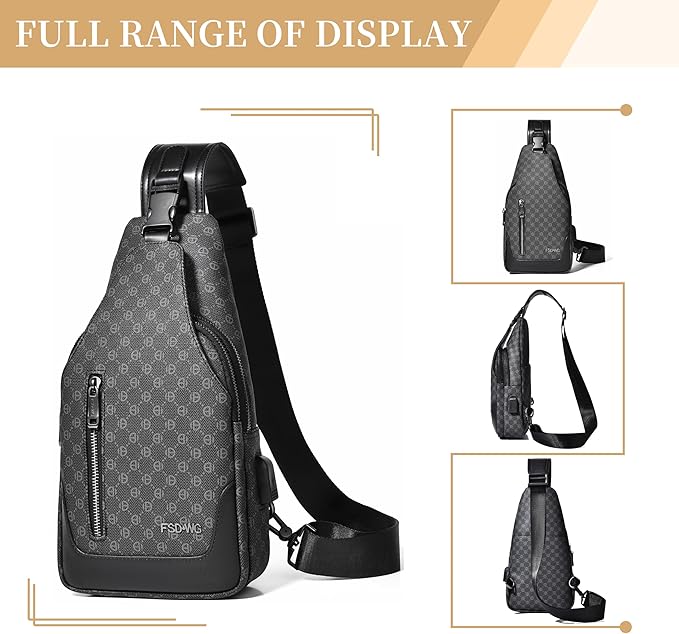 FSD. WG sling Backpack for Men Chest Bag Crossbody Shoulder Bags Travel Hiking Bag Purse for Men with Water Resistant