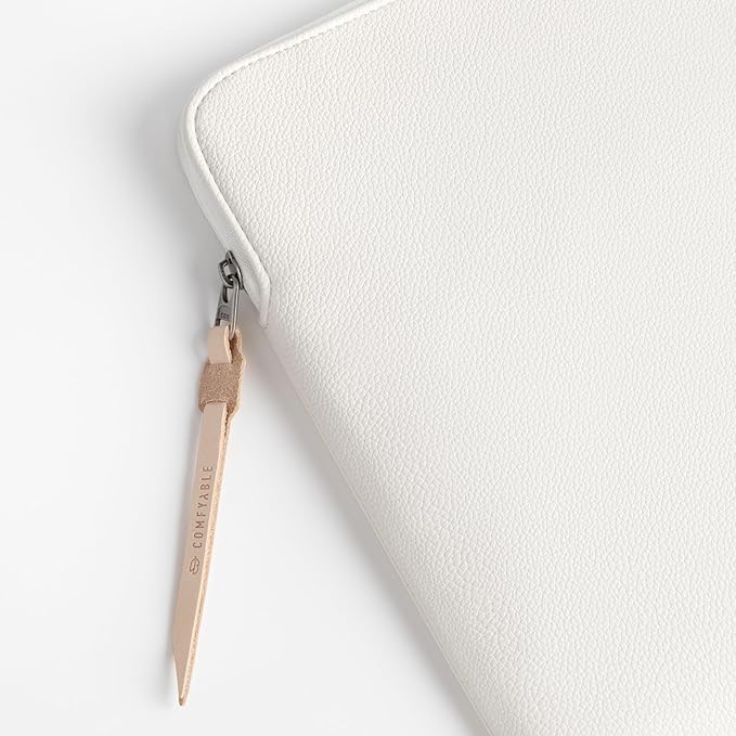Comfyable Leather Laptop Sleeve Compatible with 16 Inch MacBook Pro M4 2024 & 15 Inch MacBook Air M4 M3 M2 2025, Rice
