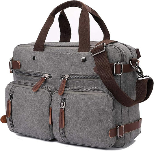 3 in 1 Convertible Laptop Backpack, 17.3 inch Messenger Bag for Men, Multi-Functional Travel Laptop Bag for College Men Women (17.3 Inch, Grey)