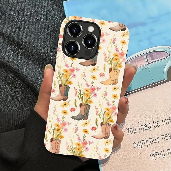 Case for iPhone 14 Pro,Western Cowgirl for Woman Men Full Body Protective Cover Shockproof 2 in 1 Silicone + Hard PC Case for iPhone 14 Pro