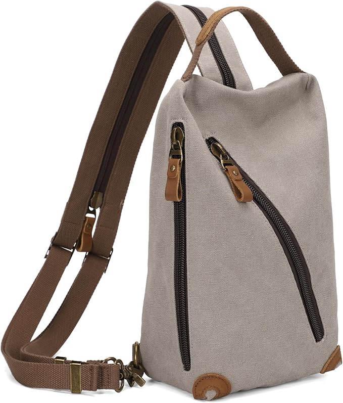 KL928 Canvas Sling Bag crossbody Bags Small Backpack Pack Travel Purse convertible purses for Women Men