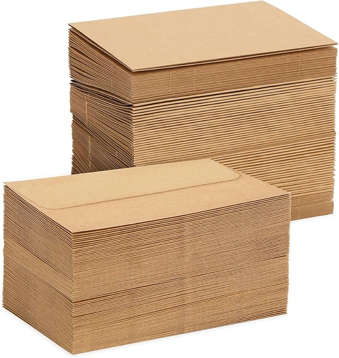 Blank Kraft Paper Cards & Envelopes - 4 x 6 in, 100-Pack - For Wedding Invitations & Birthday Greetings - DIY Card Making Supplies