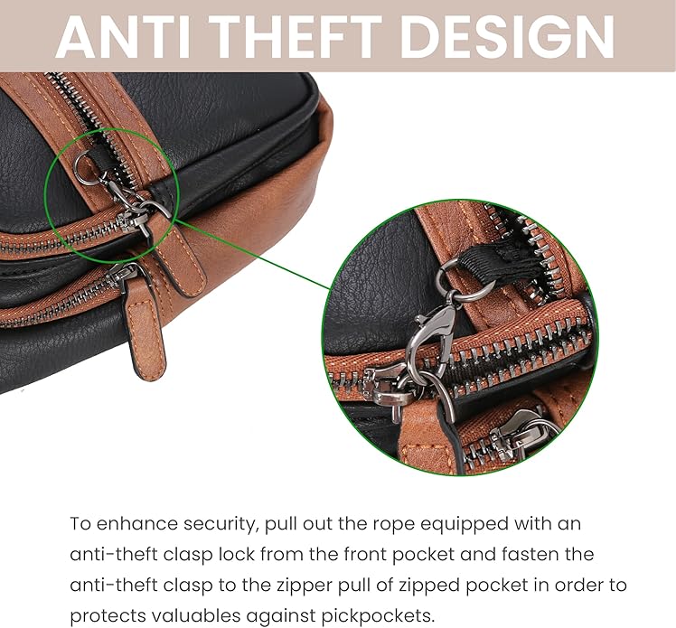 HESHE Sling Bag for Women Anti Theft Small Crossbody Bags Faux Leather Fanny Pack RFID Blocking Cross Body Purse for Travel