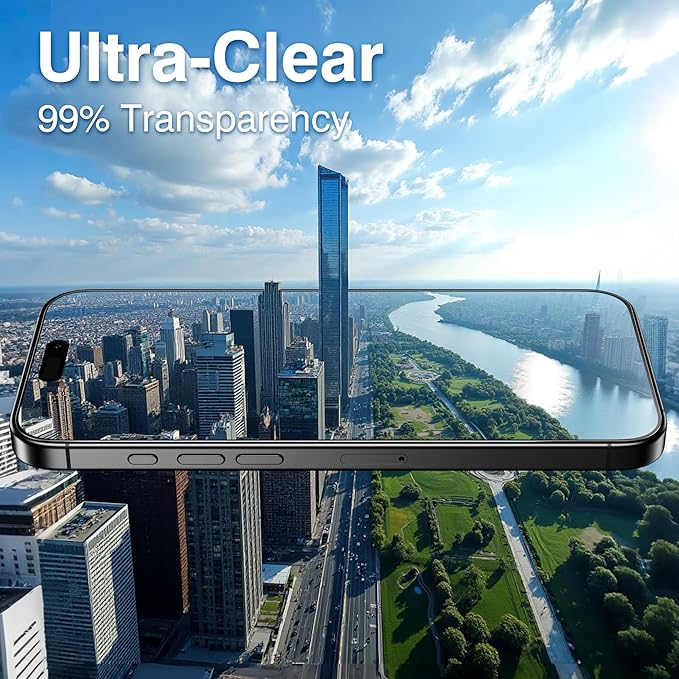 EZ-GLAZ- 4 Pack for iPhone 16 Plus Screen Protector [6.7"] With 2 Pack Camera Lens Protector, 9H+ Hardness 12FT Military Grade Shatterproof Scratch Resistant Durable Tempered Glass Film with Flawless Fit Kit, HD Clear