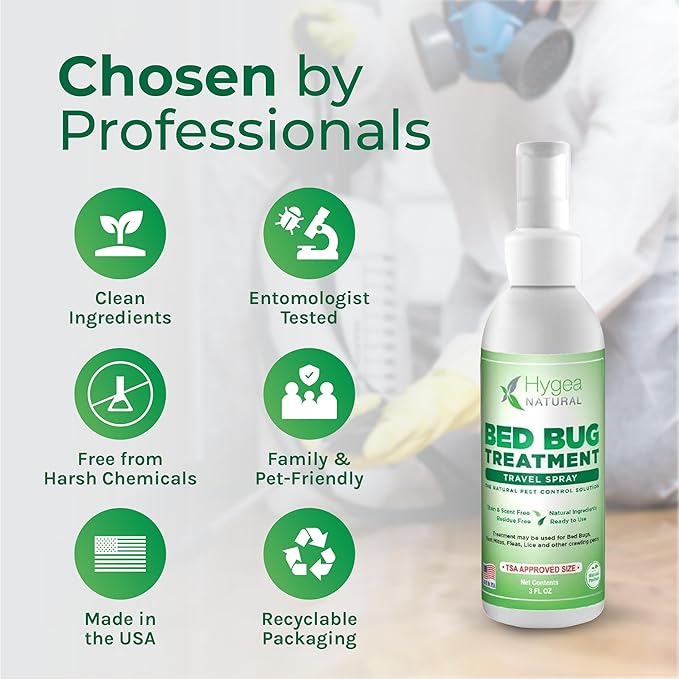 Lice, Mite, and Bed Bug Natural Travel Spray- TSA Approved 3 oz Size Bottles, Child & Pet friendly, Stain & Odor Free, For Hotels, Suitcase, Backpack, Shoes, Bed Bug Spray (2 Pack)