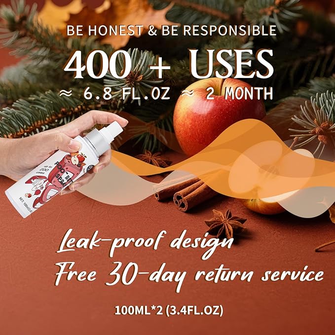 Clean-n-Fresh Toilet Spray, Apple Cinnamon, 6.8 Fl.Oz, Up to 400+ Uses, Air Freshener Spray, Toilet Bathroom Odor Deodorizer, Cinnamon, Apple & Pine Scent