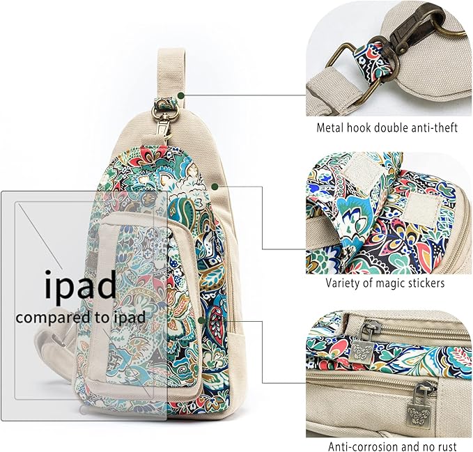 Black Butterfly Canvas Chest Bag, Small Chest Pack, Crossbody Bag for Travel, Inclined Shoulder Bag