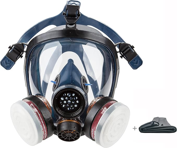 SYINE Organic Vapors Full Respirator Mask Gas Mask Spray Paint Chemical Formaldehyde Dustproof Respiratory Protection,Respirator with 1 Pair Filter Cartridges and Carrier Bag