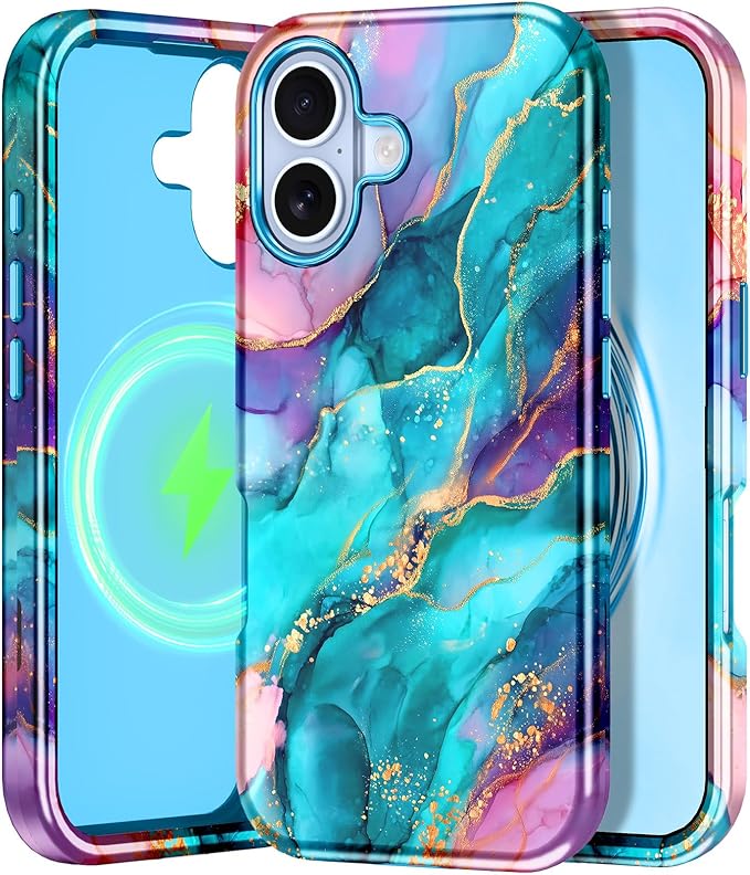 Btscase for iPhone 17 Case [Compatible with Magsafe] [Military-Grade Drop Protection] Slim Anti-Scratch Smooth Touch TPU Bumper Shockproof Magnetic Phone Case for Women Girls Men, Blue