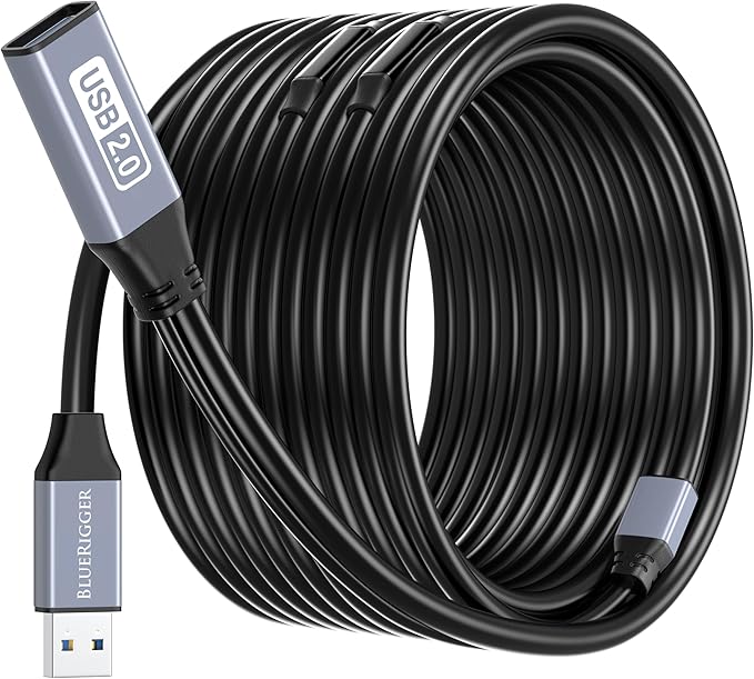 BlueRigger USB Extension Cable (100FT/30M, Long Active USB2.0 Extender, Male to Female Repeater, Data Transfer Cord)- for Game Consoles, Printer, Camera, Keyboard, Hard Drives