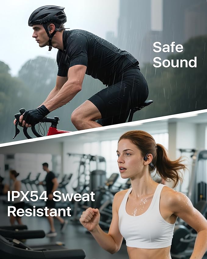 Bone Conduction Headphones, Open Ear Headphones Bluetooth 6.0 with Mic, 10H Playtime,Waterproof Sports Headphone Suitable for Running,Cycling, Outdoor Sports
