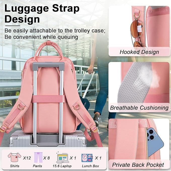 Weitars Lunch Backpack for Women,15.6 Inch Laptop Backpacks Travel Backpack for Women,Work Back pack,Teacher Nurse Back pack Insulated Lunchbox Backpacks