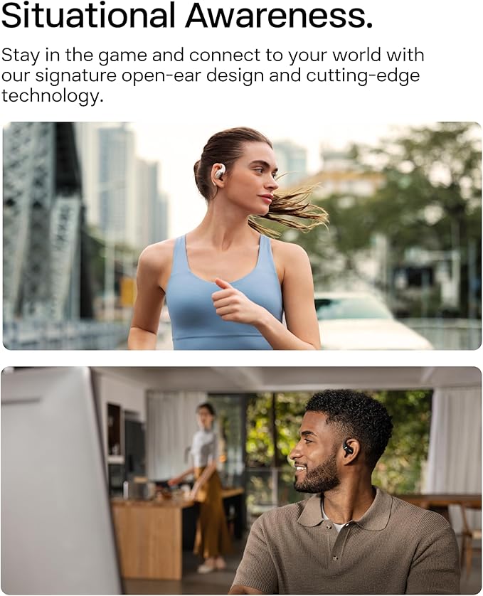 SHOKZ New OpenFit 2 Open-Ear Headphones, True Wireless Bluetooth Earphones with Microphone, Earhook Earbuds with 48 Hours of Playtime, Fast Charging, IP55 Water-Resistant, with Carrying Bag, Beige