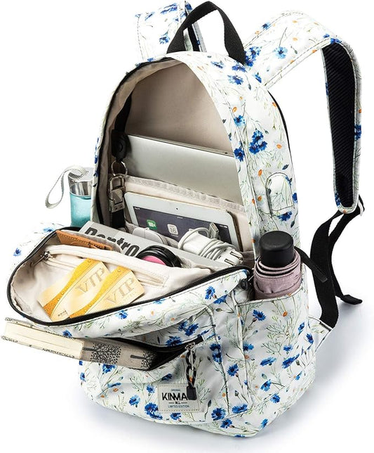 Kinmac Lavender Waterproof Laptop Travel Outdoor Backpack With USB Charging Port For 13 inch 14 inch and 15.6 inch Laptop