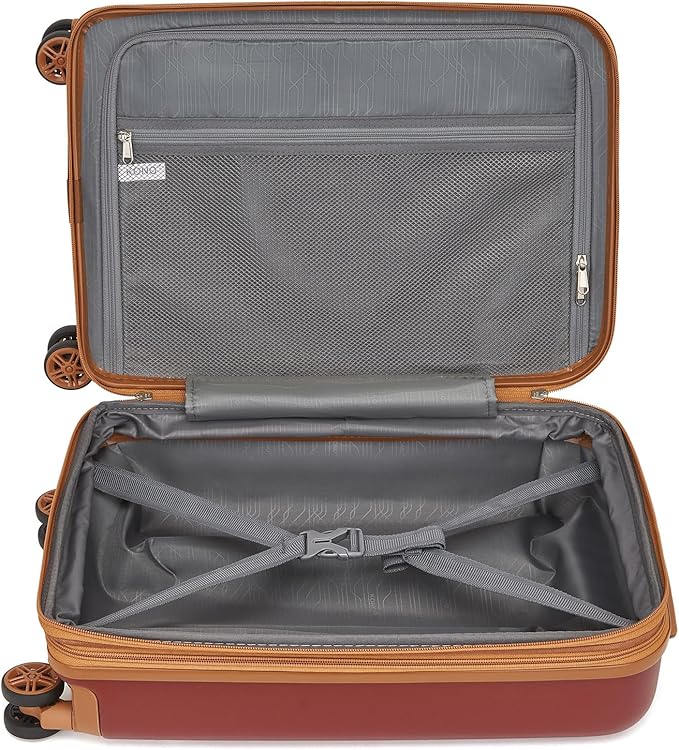 Kono Airline Approved Carry On Luggage 22x14x9 inches, with TSA Lock, 20 Inch Expandable Lightweight Hardshell Suitcase (Burgundy, Suitable for 1-3 Days of Travel)
