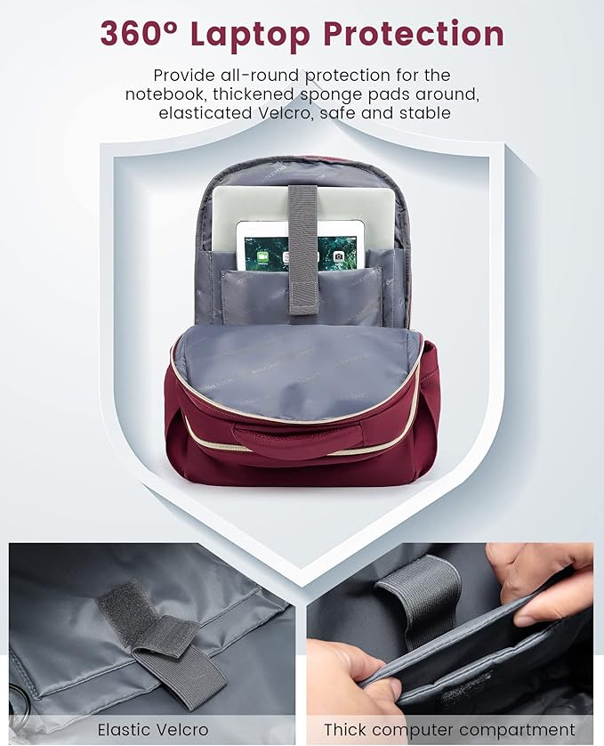 LOVEVOOK Laptop Backpack for Women, 15.6 Inch Slim Computer Bag with Separate Computer Compartment for Travel Business Work