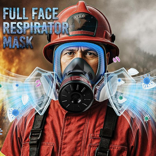 Full Face Gas Mask: Gas Masks Survival Nuclear and Chemical with 6001 & 40MM Activated Carbon Filter Full Face Respirator Mask Used for Dust Spray Machining Soldering Polishing Welding