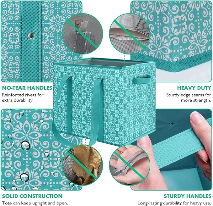 WISELIFE Reusable Grocery Bags [3 Pack],Large Grocery Tote Bag Water Resistant Shopping Bags Foldable Grocery Bag for Clothes,Shoes and Picnic,Green