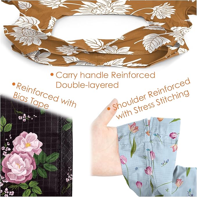 BeeGreen Tulip Reusable Shopping Bags 6 Pack - Heavy Duty Washable and Foldable Polyester Shopping Bag for Women, Reusable Gift Grocery Totes Market Tote Bag with Handles for Travel Holiday