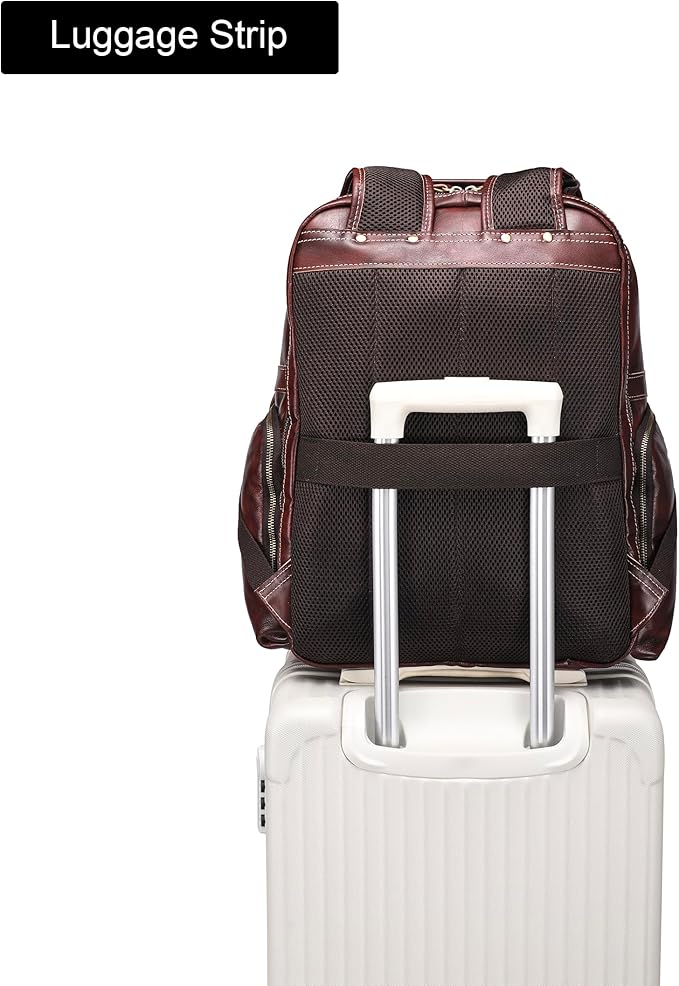 Vintage Full Grain Leather Backpack For Men, 17.3'' Laptop Bag Causal Rucksack Shoulder Bag Overnight For Business/Hiking/Travel