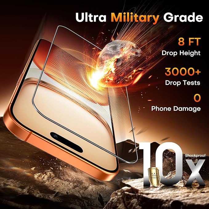 TOCOL for iPhone 17 Pro Screen Protector 6.3 inch 9H Hardness Military Grade Shatterproof HD Tempered Glass for Full Coverage Easy Installation Compatible with Sim Card Case Friendly 2 Pack