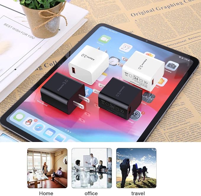 Fast Charge 3.0 Wall Charger, Besgoods [4Pack] 18W USB Fast Charging Block Compatible with iPhone 14 Pro Max 13 12 11 X XR Wireless Charger Galaxy Android Phones