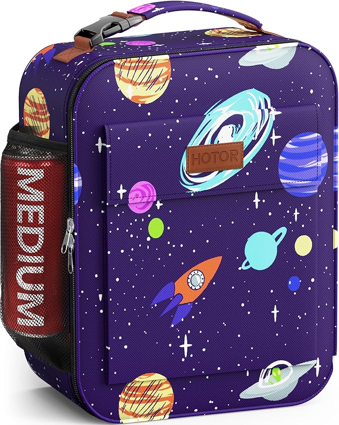 HOTOR Lunch Bag for Men & Women - Large Capacity Insulated Lunch Bag with Mutiple Pockets, Easy-Carrying, Wear-Resistant Cooler Lunch Box for Office, Picnic, Galaxy Purple, 9.06" x 4.33" x 10.63"