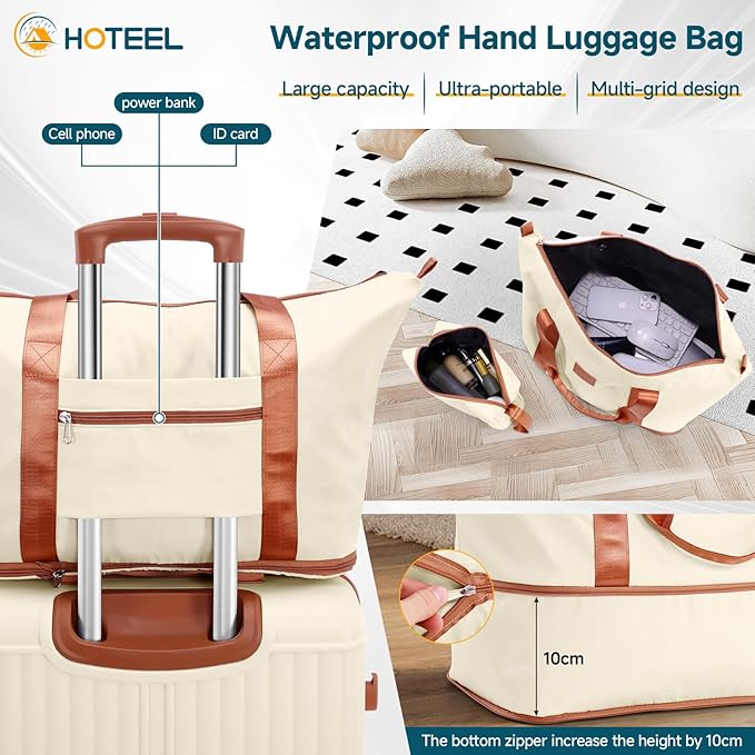 Hoteel Luggage 6-piece Set, 360° Universal Suitcases with Wheels Hard Shell Suitcase with TSA Lock, Including Waterproof Luggage Bag, Travel Maletas for Men and Women,Beige(16/20/24/28Inch)