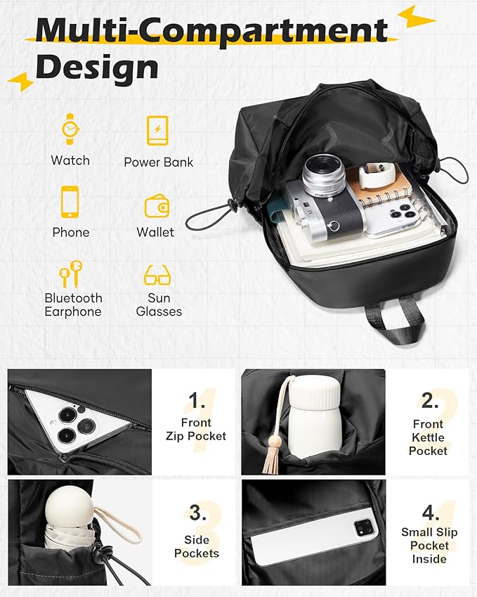 Large Black Sling Crossbody Bag for Men Women, Tactical Backpack Shoulder Daypack Mini Cross Body Motorcycle Chest Bags, Small One Strap Fanny Back Pack for Casual Travel Hiking Sport Gym