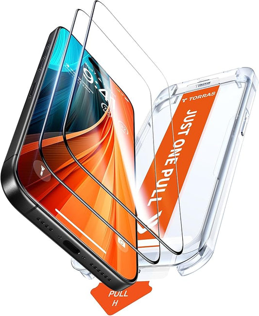 TORRAS 2-Pack for iPhone Air Screen Protector [12Ft Military-Grade Shatterproof] [9H+ Aerospace Tempered Glass] Anti-Scratch Full Coverage Fit