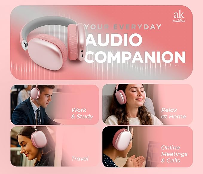 P959 Wireless Gaming Earbuds – Bluetooth 5.3 Stereo Headphones with Mic, Touch Controls, Long Battery, IPX6 Waterproof, Ergonomic for Music, Sports & Travel (Pink)