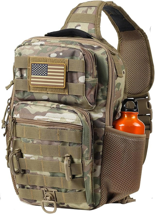 Tactical Shoulder Sling Bag, Small Chest Pack, 13L Backpack for Men Outdoor Sports, CP Camo