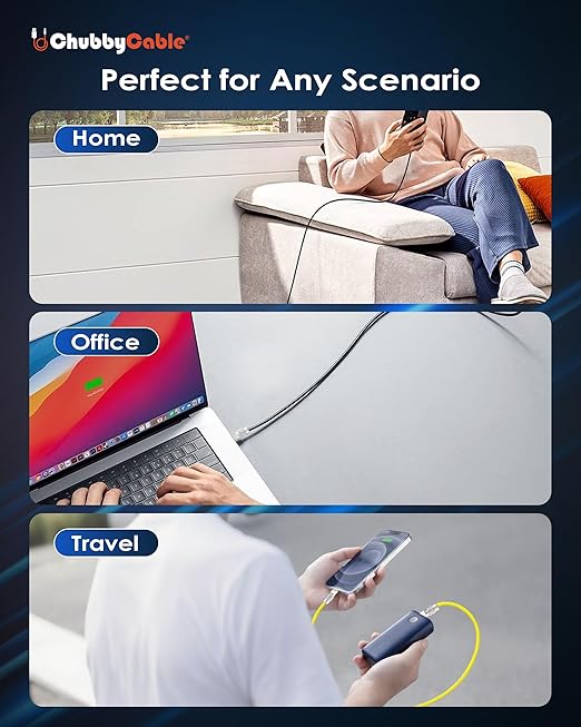 chubbycable Chubby 2.0 Fast Charging Cable Durable Soft Silicone USB C Cable 240W Extra Thick Charger Cord Compatible with iPhone 16/15 Series iPad, Violet, Type-C to Type-C, 4.9FT