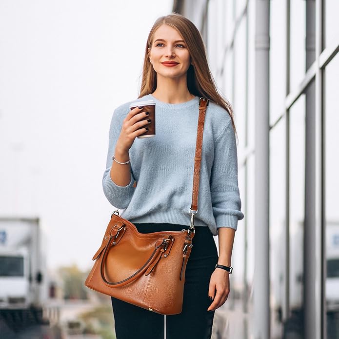 HESHE Genuine Leather Purses and Handbags for Women Tote Shoulder Bag Satchel Purse Top Handle Bags Hobo Crossbody Purse