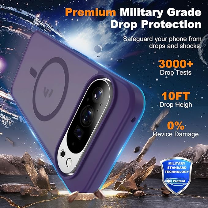 Compatible with Google Pixel 10 Case & Google Pixel 10 Pro Case with Magnetic [Compatible with Mag-Safe] Slim Translucent Matte Phone Cases with Anti-Fingerprint Tech, Purple