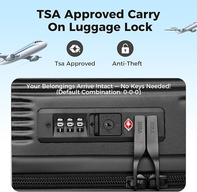 20 Inch Carry On Luggage, Hardside Lightweight Spinner Suitcase with TSA Lock, 22x14x9 Airline Approved Hard Shell Travel Suitcase with Wheels, Scratch Resistant (Black, 20 Inch)