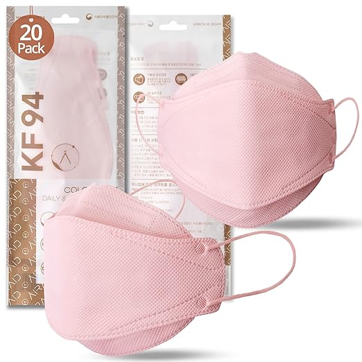 AIRAID-KF94 [Individually Wrapped] - Made in Korea, 3D Multicolor Packs, Face Protective Mask, Adult and Older Teens (Pink-20P)