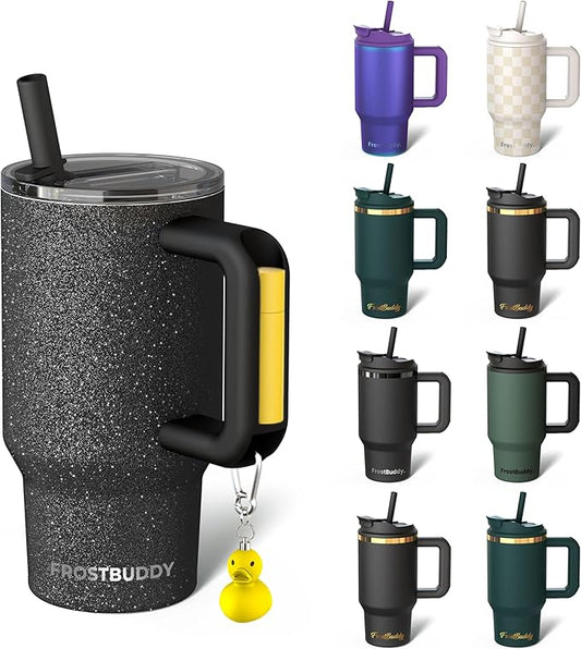 Thicc Buddy - 16 oz Stainless Steel Vacuum Insulated Tumbler with Lid and Straw for Water - Travel Mug Cupholder Friendly - Gifts for Women Men Him Her