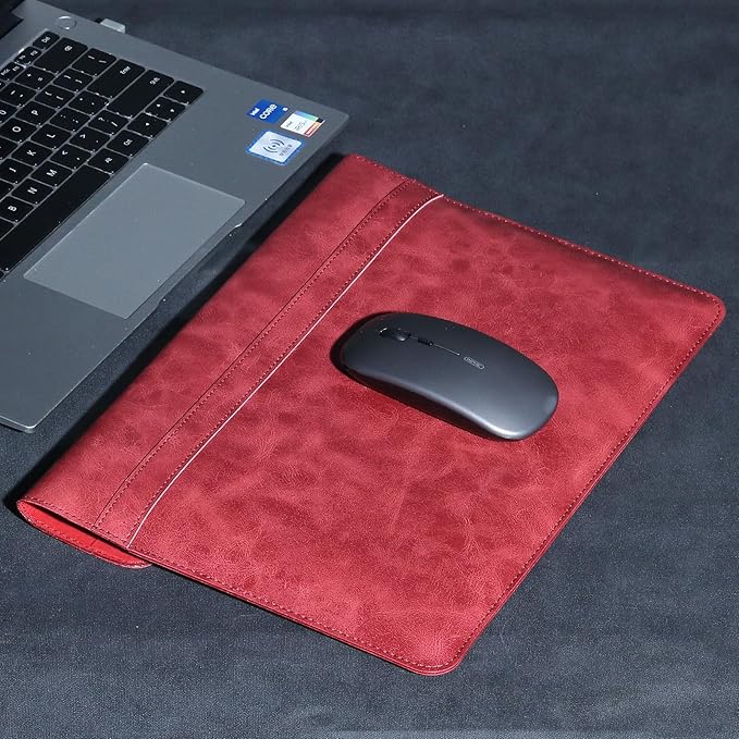 Leather Laptop Sleeve Compatible with MacBook Pro 16 Inch M4 M3 M2 M1 Pro/Max＆MacBook Air 15 Inch M4 M3 M2, Genuine Leather Protective Case Cover,Red