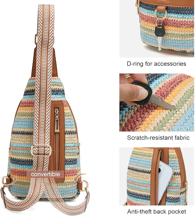 Womens Sling Bag Crossbody Bags for Women Vegan Leather Sling Backpack Daypack Fanny Pack Crossbody Purse Travel