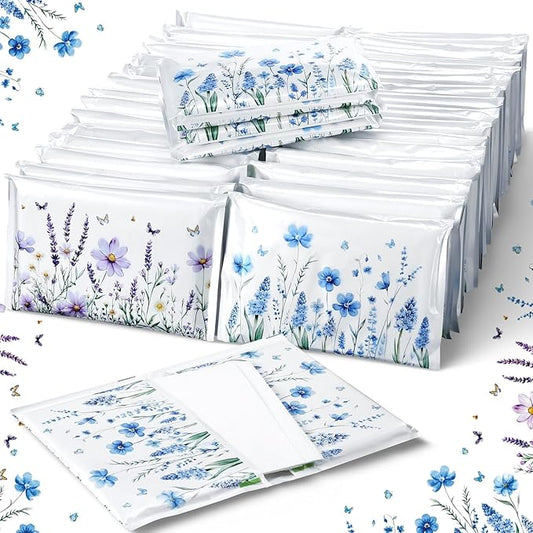 50 Pack Flower Pocket Tissues Individual Packs Floral Pocket Facial Bulk 3 Ply Wildflower Wallet Travel Tissues for Fall Wedding Party Supplies