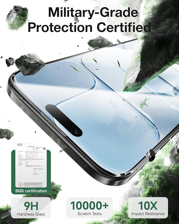 NIMASO for iPhone Air Screen Protector Full Coverage 6.5-Inch, No Bubbles No Dust, 3D Curved Edges 9H Hardness Tempered Glass, Military Grade Shatterproof, Anti-Scratch, with Roller,1 Pack