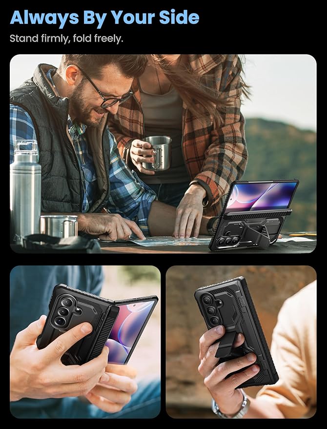 i-Blason Armorbox for Samsung Galaxy Z Fold 7 Case with Stand [Tempered Glass Screen Protector] [Hinge Protection] Full-Body Heavy Duty Rugged Shockproof Protective Case for Z Fold 7 (Black)